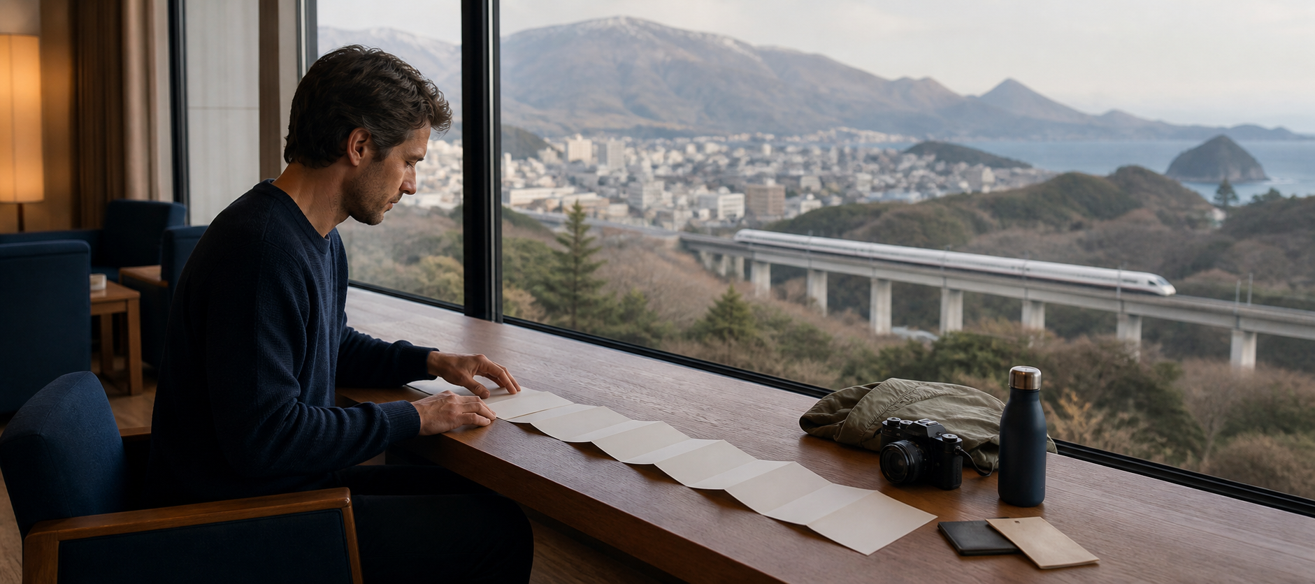 Traveller arranging one long journey window for several regions of Japan