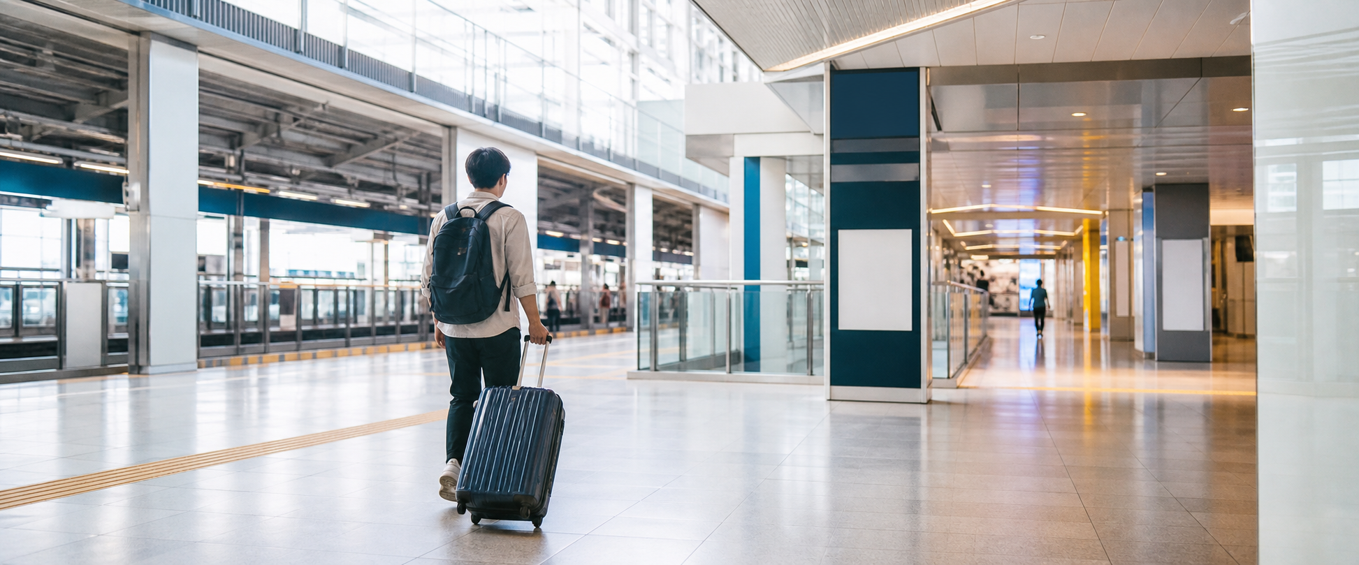Traveler arriving from Narita Airport and choosing a route into Tokyo