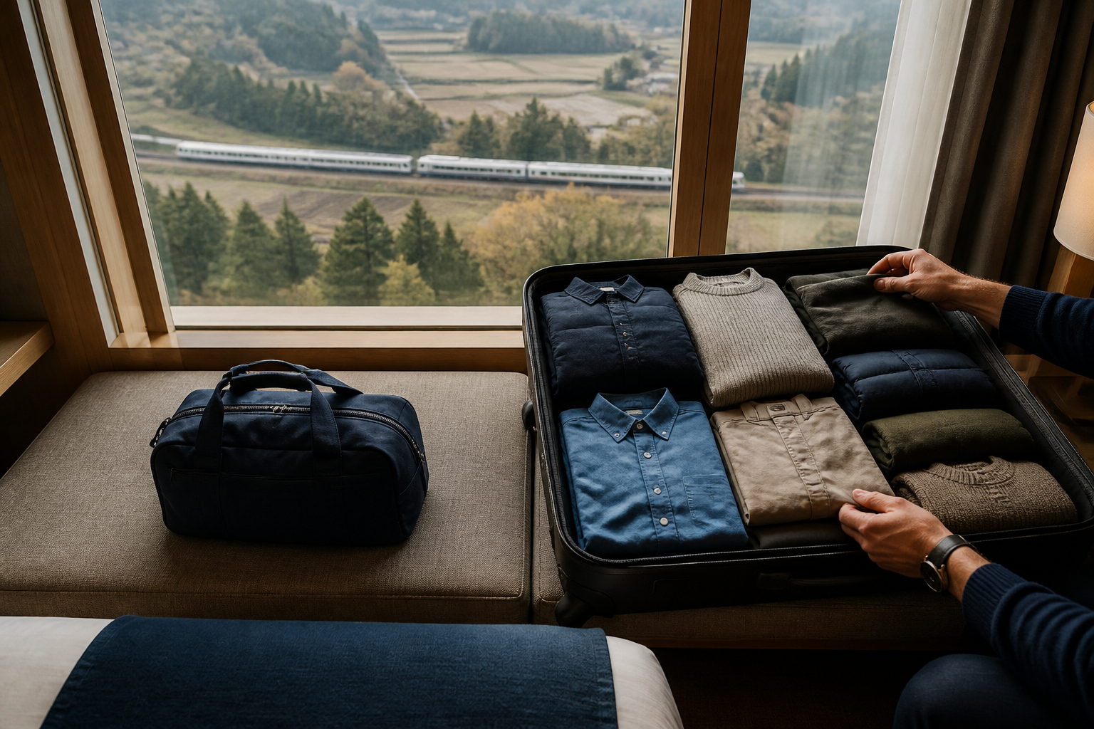 Traveller choosing luggage for a simple rail trip or a wider Japan itinerary