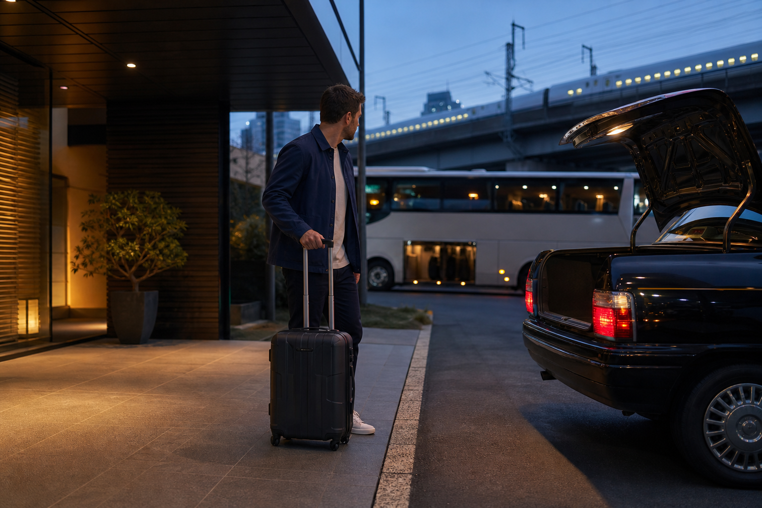 Traveller comparing baggage and access for a Tokyo Osaka journey